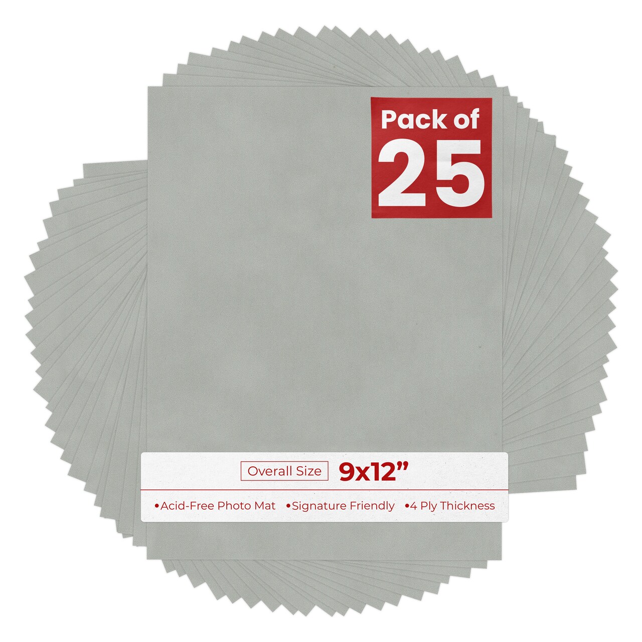 Light Grey Suede 9x12 Uncut Mat Board - Blank Sheets, No Opening